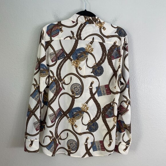 Lauren Ralph Lauren Womens Large Classic Fit Belting print Crepe Shirt Blouse - Picture 9 of 14